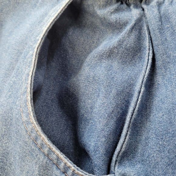 Vintage Koret City Blues Size 12 Maxi Skirt Blue Denim Pockets Elastic Waist - Picture 11 of 14